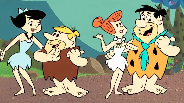 Animated couples embracing in a colorful setting, showcasing cartoon couple names and playful affection.