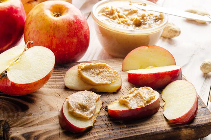 Sliced Apples With Peanut Butter. Simple And Freaking Delicious