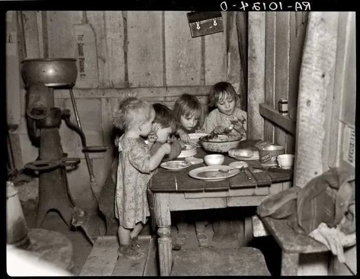 Christmas Dinner, 1936. Dinner Consisted Of Potatoes, Cabbage And Pie