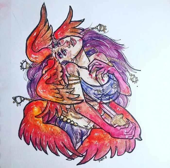 Watercolor, Micron And Gel Pen On Aquabee Paper