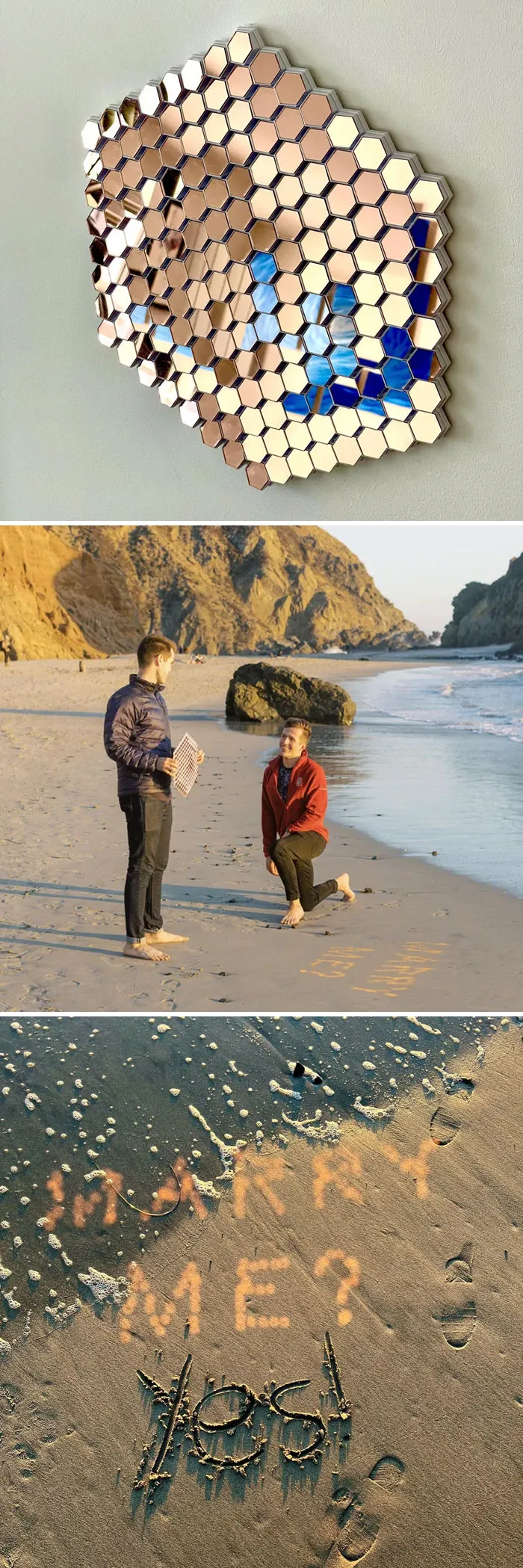 I Designed A 3D Printed Mirror Array To Propose! The Mirrors Are Angled So That Just Before Sunset, They Reflect The Sunlight To Spell “Marry Me?”
