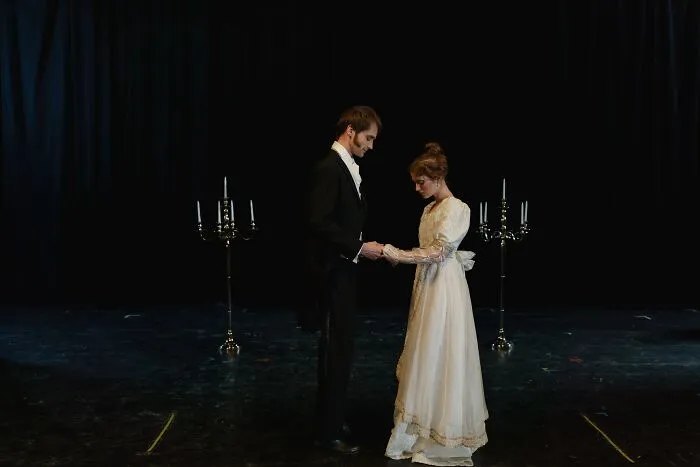 Couple In Wedding Outfit Acting In Broadway 