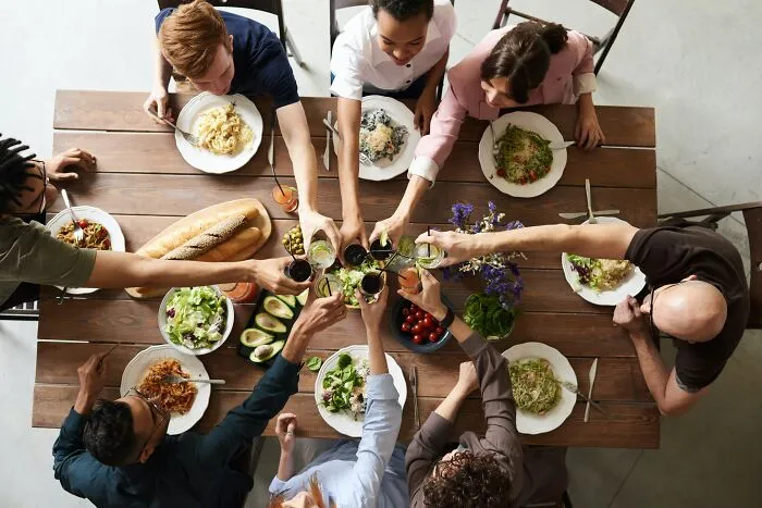 Friends Having A Dinner Party 