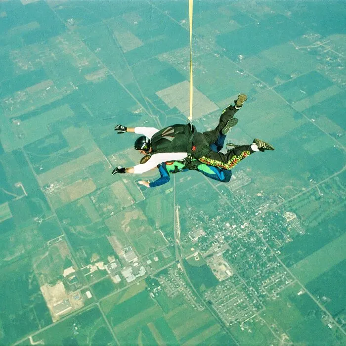Two People Skydiving  