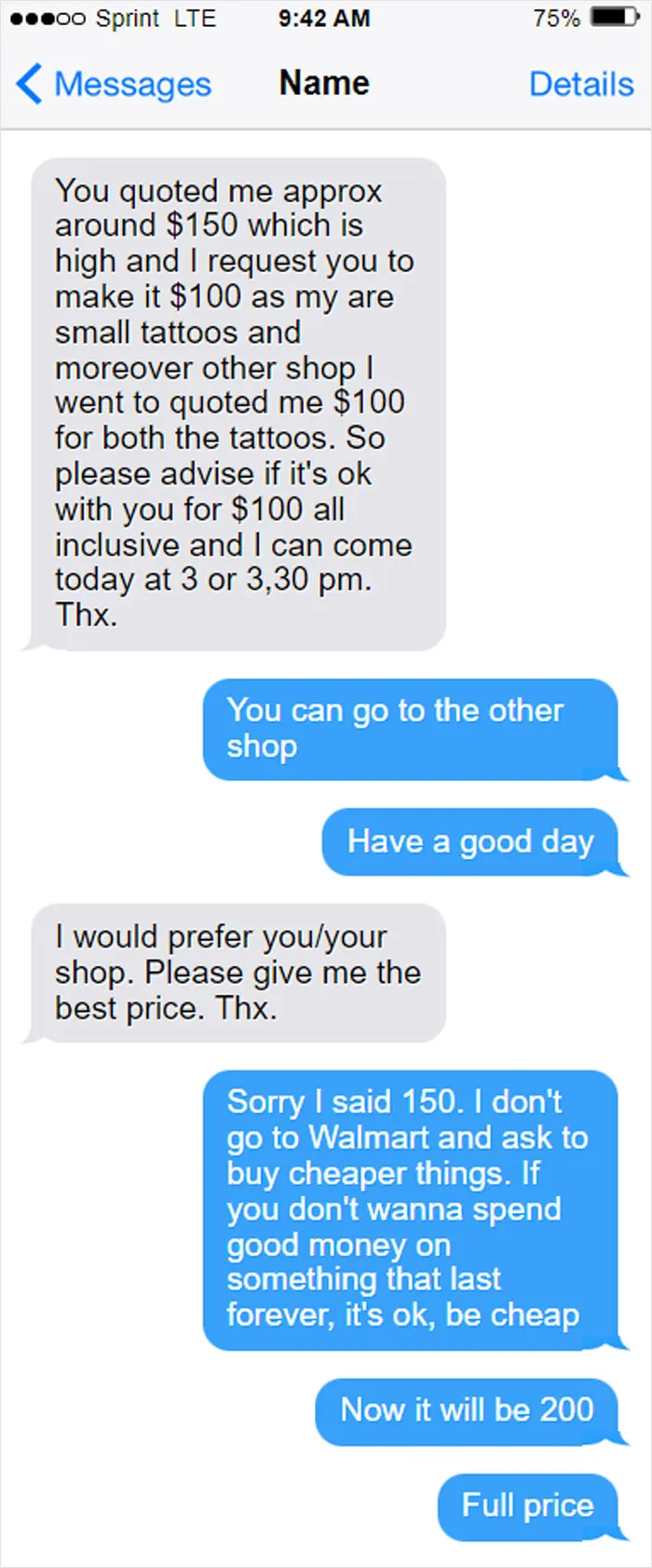 Haggling With Tattoo Artists Is Never Advisable