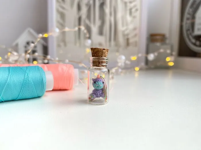 Micro Crochet Purple Unicorn With A Rainbow Mane