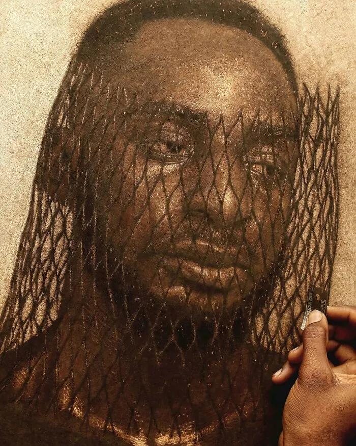 This Nigerian Artist Learned How To Paint With Fire And With Pyrography, He Creates Hyperrealistic Portraits (38 Pics)