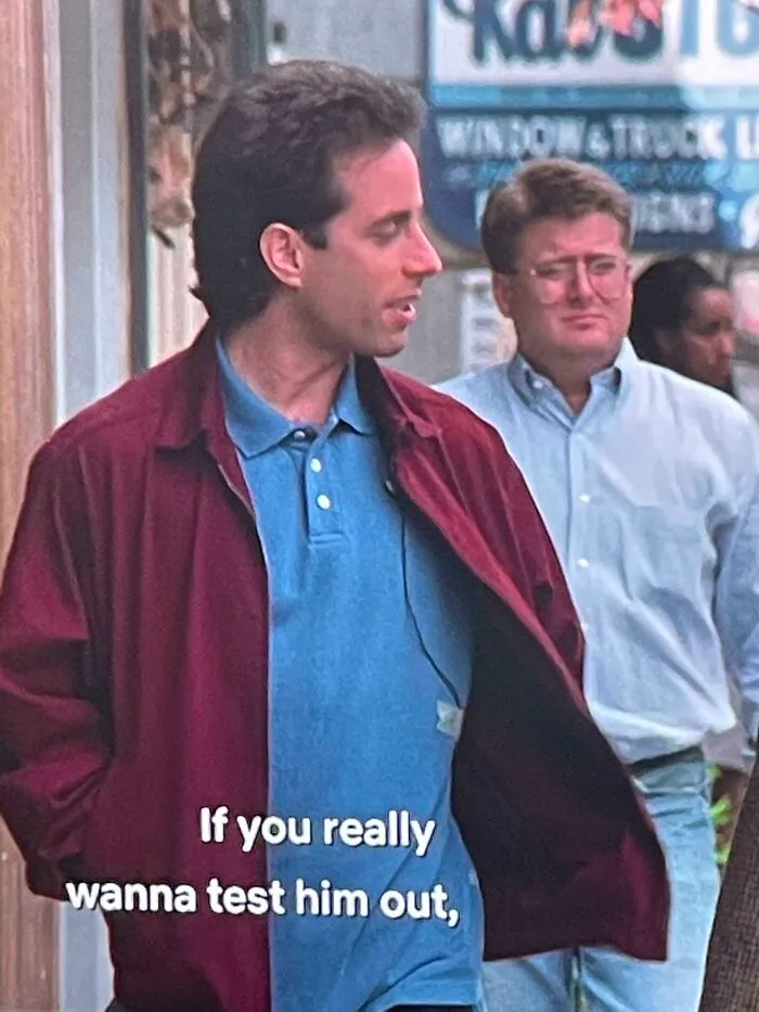 Seinfeld S8 Ep2 You Can See Jerry’s Mic When He Lifts Up His Jacket