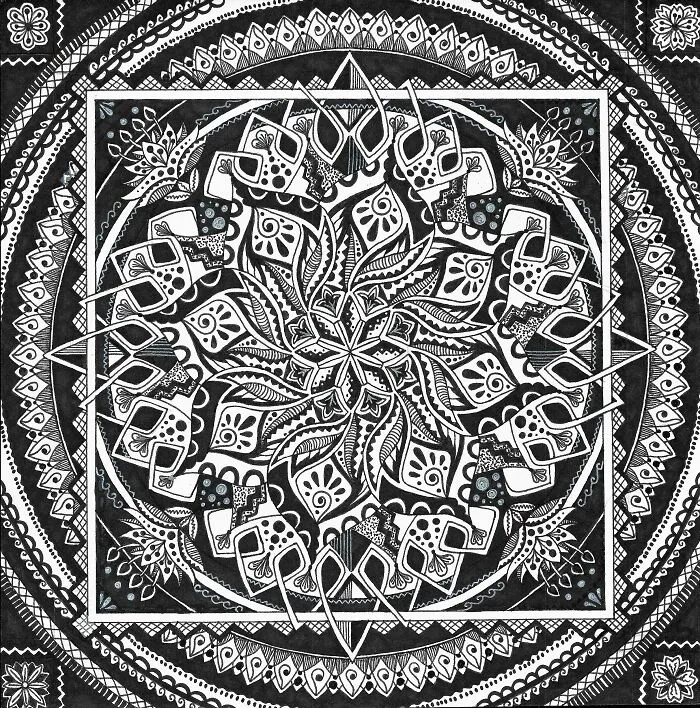 Black And White Floral Mandala