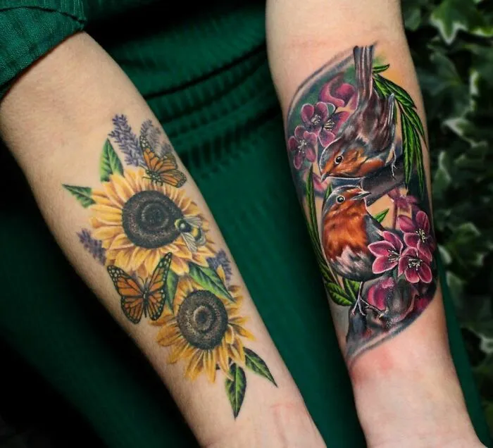 Butterfly And Bird Tattoos
