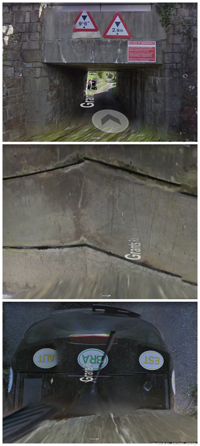 Este paso a desnivel derribó la cámara de Streetview de su soporte