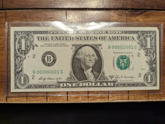 This 1969 Dollar Bill We Found In My Dad's Small Money Collection With A 00000001 Serial Number