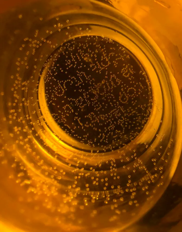 Las burbujas del fondo de mi vaso de agua parecen una especie de escritura