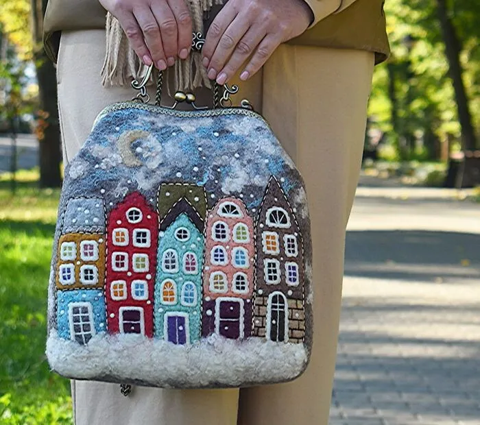 41 Cozy Designs Felted On Handbags By This Artist