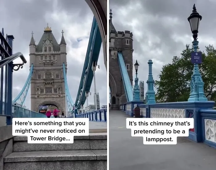 Tower Bridge Has A Chimney Pretending To Be A Lamppost