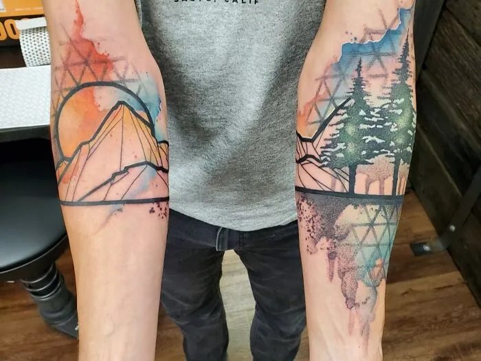 My First Tattoos. Geometric/Forest/Nature Theme. By Justine Nordine The Raw Canvas In Grand Junction, CO