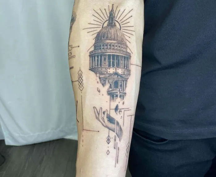 Fine Line / Geometric Half Sleeve By Peter At Flow Tattoo, Toronto