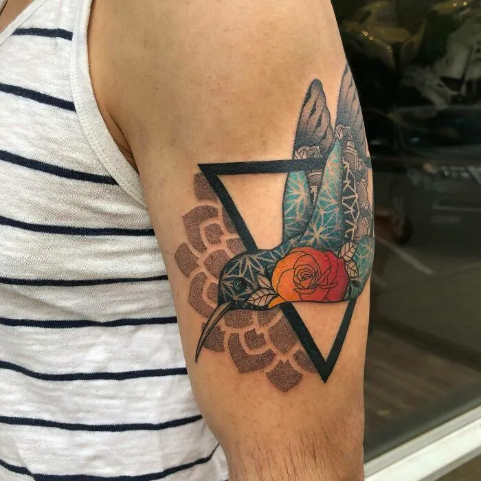 Geometric/Mandala Hummingbird Done By Jason Call At Inkling Tatoo In Dallas, TX