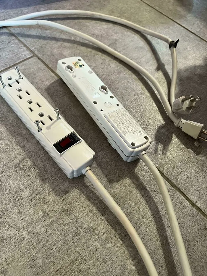 Holes Drilled To Mount A Power Bar To The Wall