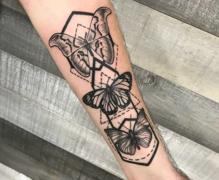 Geometric Lepidoptera Piece By Lucas At Innerlight Tattoo, Torrance CA