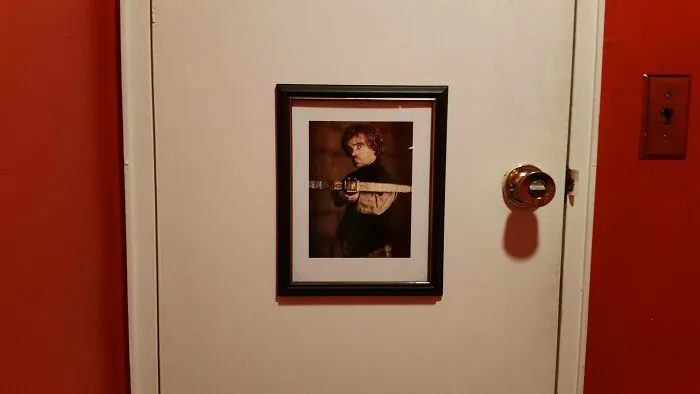Mi novia me dejó decorar el baño de invitados. Ahora, esta es la vista desde el retrete