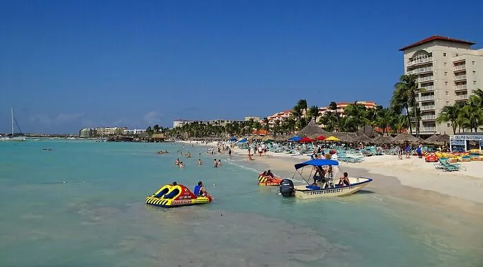 People at the beach in Aruba