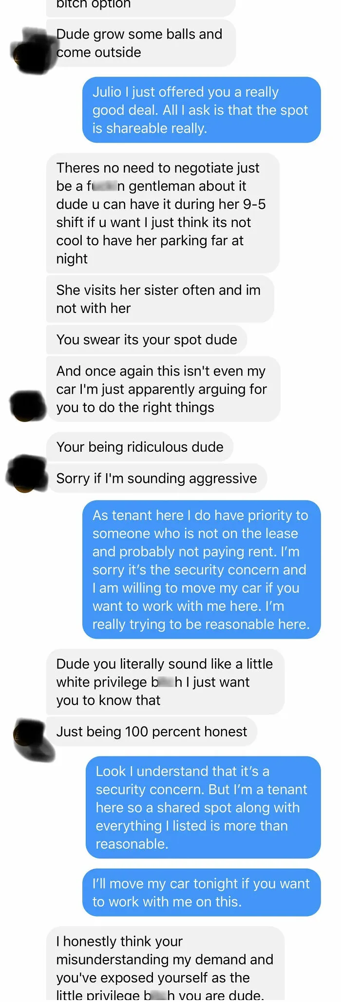 Roommate Invited A Random Girl Who Doesn’t Pay Rent And Isn’t On The Lease To Live At Our House. He Demanded That She Would Have The Only Parking Spot In The Unit. After Telling Him I’d Share The Spot With Her He Responded With This: