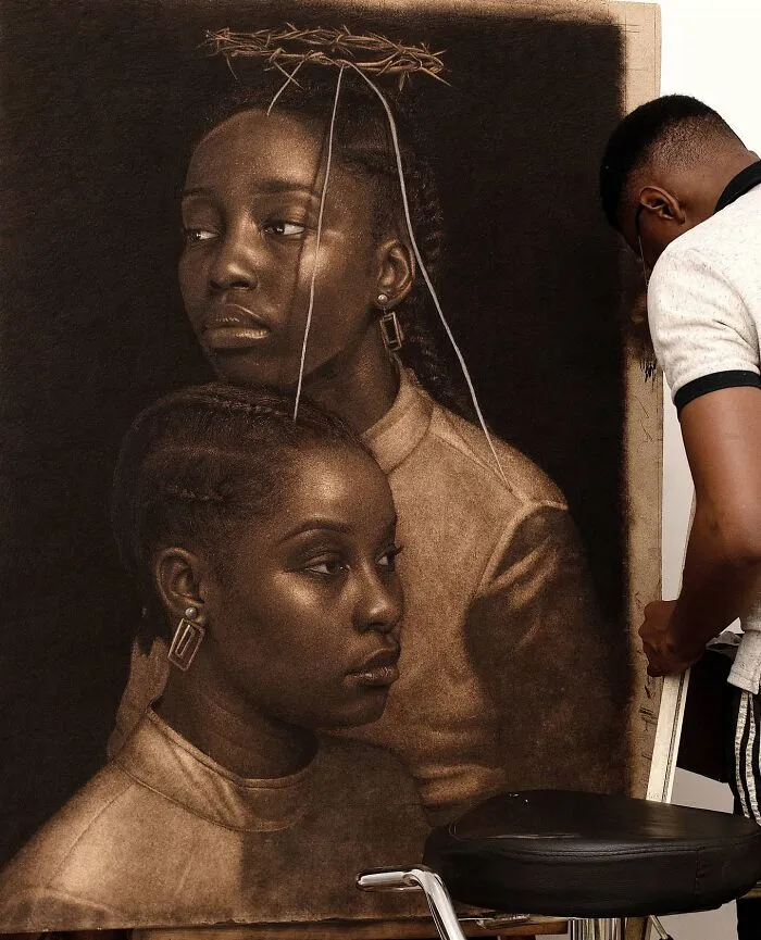 This Nigerian Artist Learned How To Paint With Fire And With Pyrography, He Creates Hyperrealistic Portraits (38 Pics)