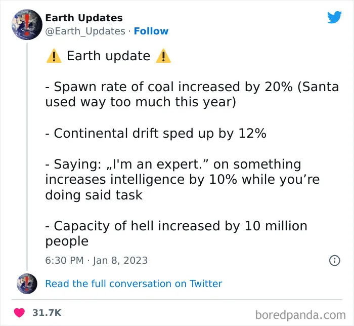 This Twitter Account Offers Hilarious Updates For Earth, Here Are 35 Of The Best Ones