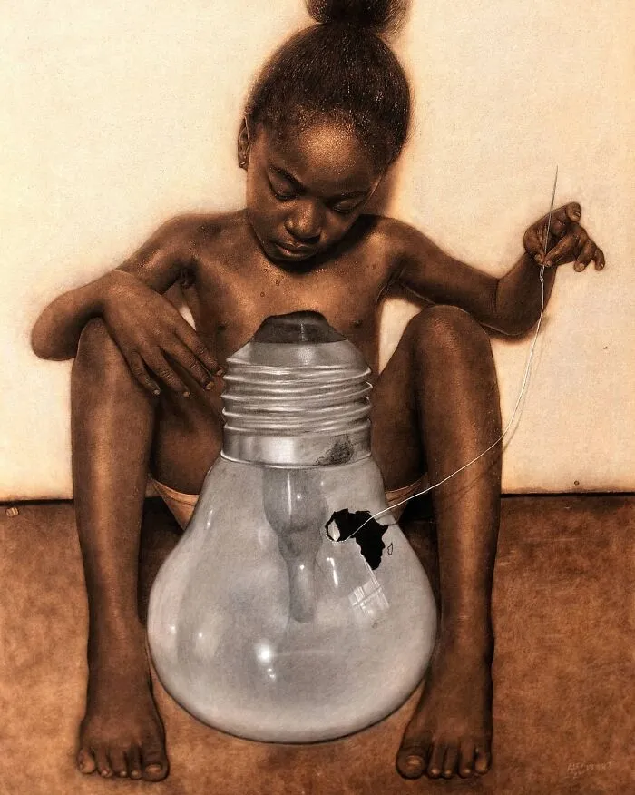 This Nigerian Artist Learned How To Paint With Fire And With Pyrography, He Creates Hyperrealistic Portraits (38 Pics)