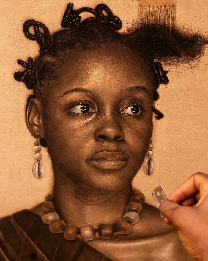 This Nigerian Artist Learned How To Paint With Fire And With Pyrography, He Creates Hyperrealistic Portraits (38 Pics)