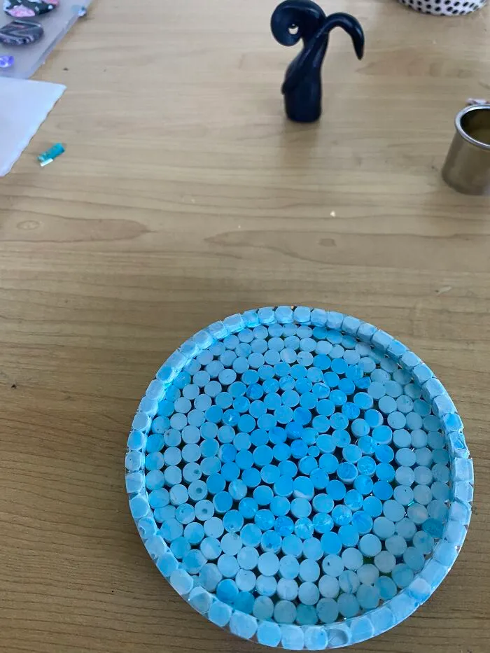 Working On A Set Of Four Clay And Resin Coasters