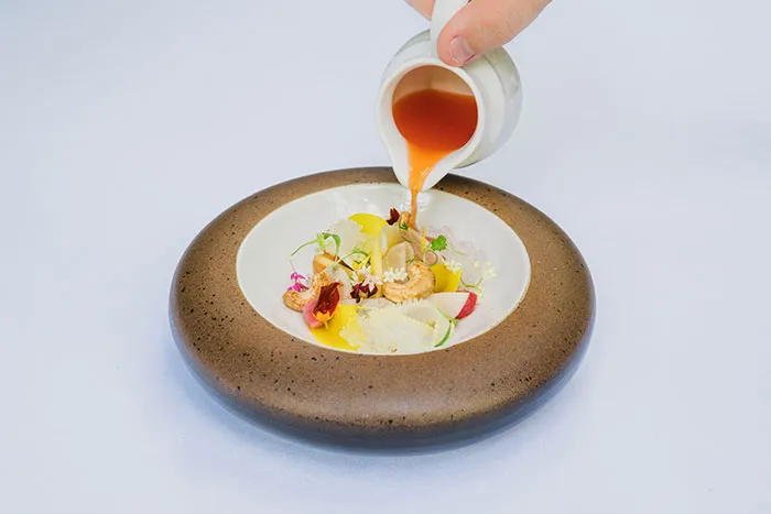 Fancy ceramic bowl of soup