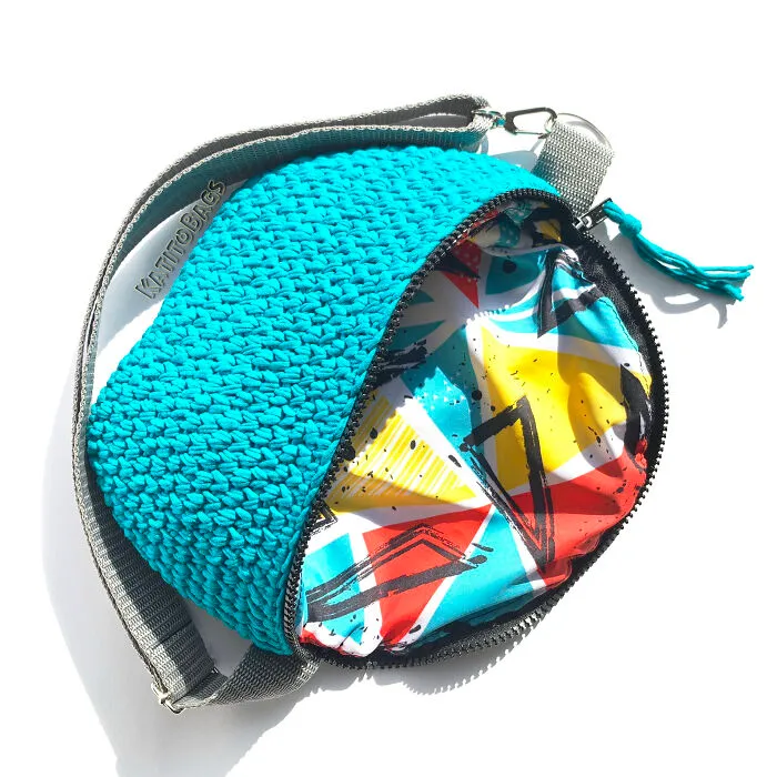 Blue Belt Bag With Embroidery