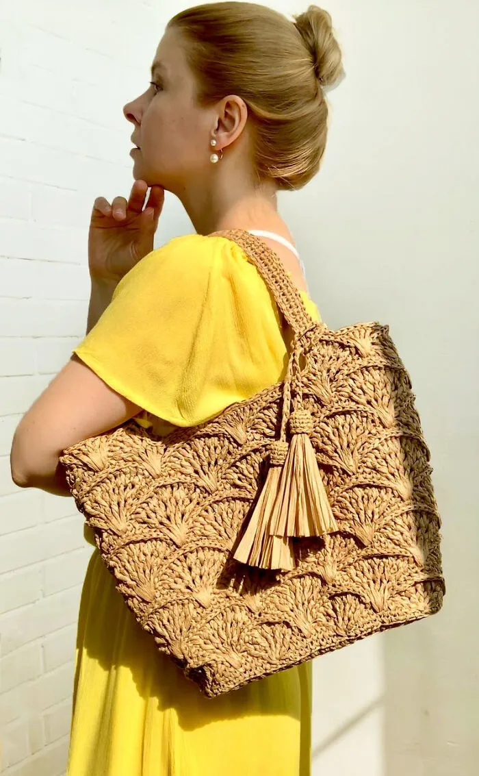 Crochet Pattern. Raffia Tote Bag