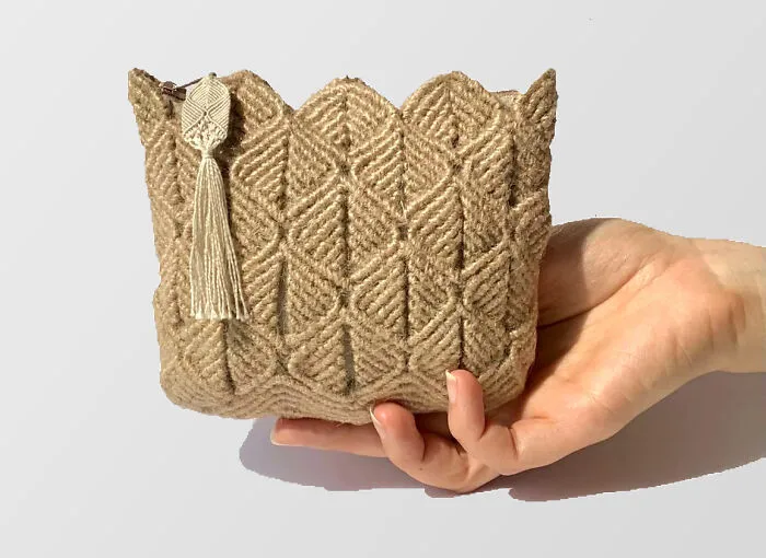 Jute Macrame Cosmetic Bag