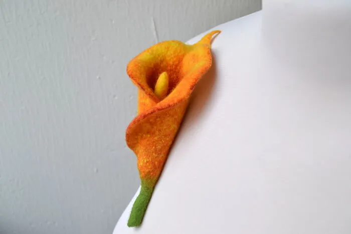 Orange Calla Lily Brooch