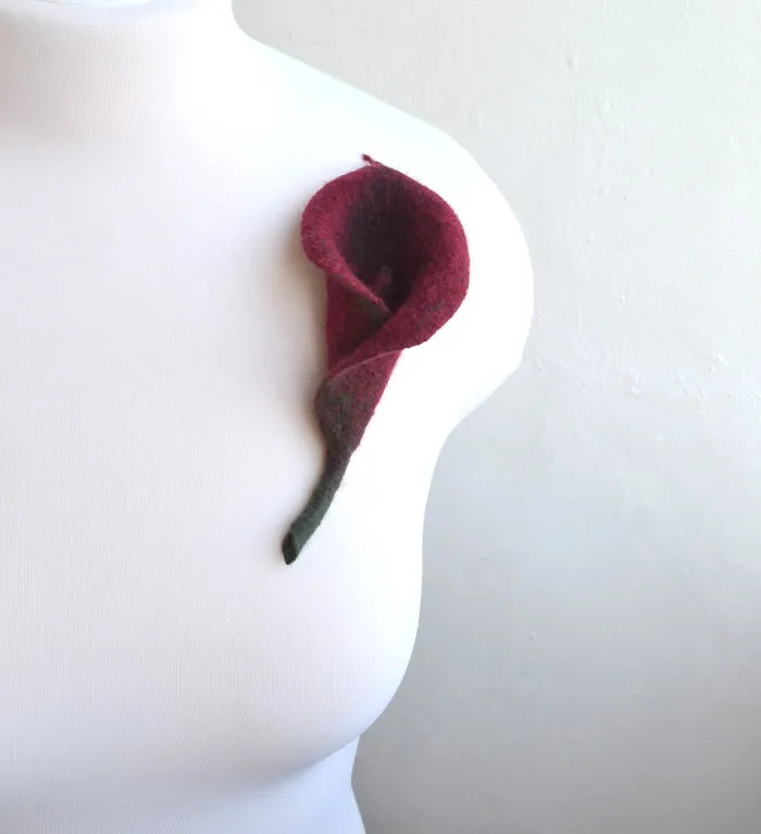Burgundy Calla Lily Brooch