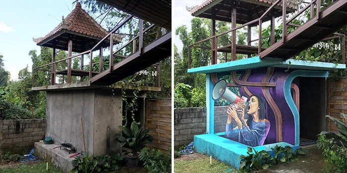 This Balinese Artist Paints Realistic 3D Murals On Dull Building Walls (32 Pics)