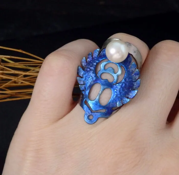 Scarab Ring With Pearl