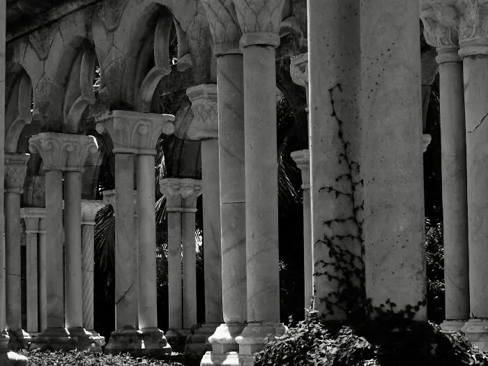 White Marble Columns That Make Up The Cloisters. ©auroreshirley