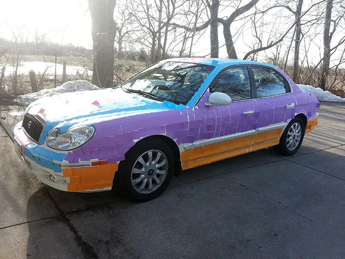 My Boyfriend Got Me Good. With No Time To Remove Them, I Had To Drive My Car Like This. I Sounded Like A Giant Kazoo Driving Down The Road
