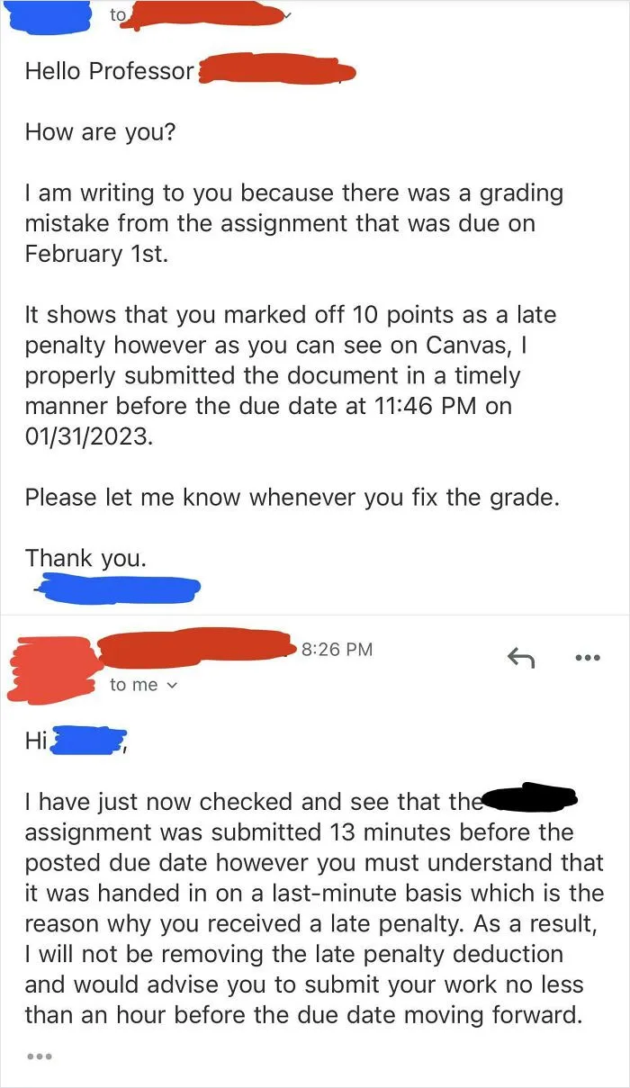 Apparently Submitting Assignments Before The Due Date Is Considered “Late”