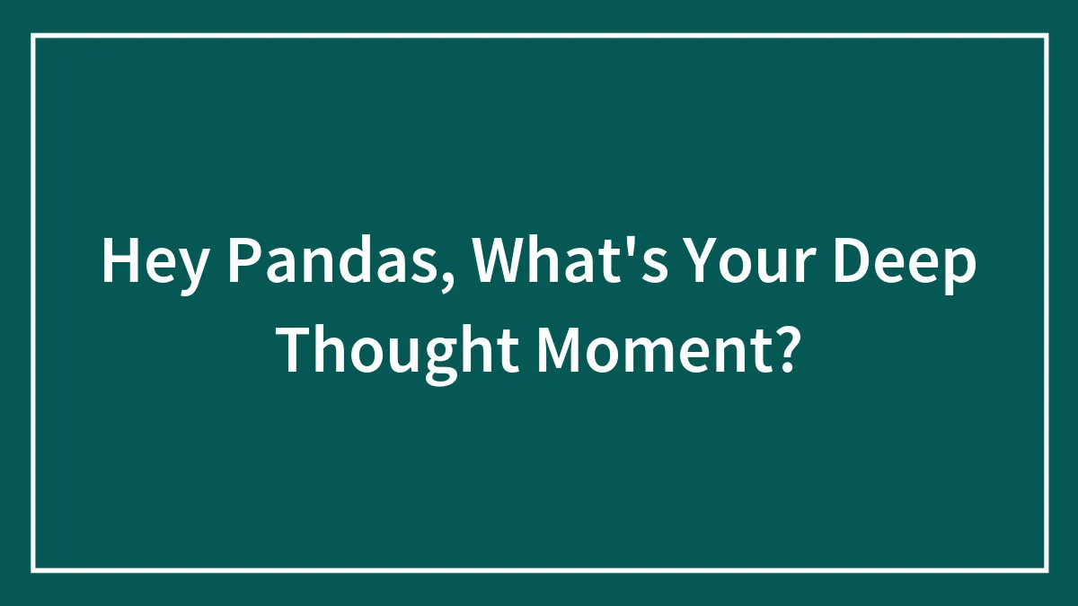 Hey Pandas, What's Your Deep Thought Moment?