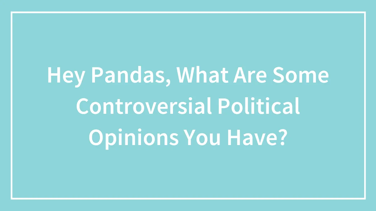 Hey Pandas, What Are Some Controversial Political Opinions You Have?