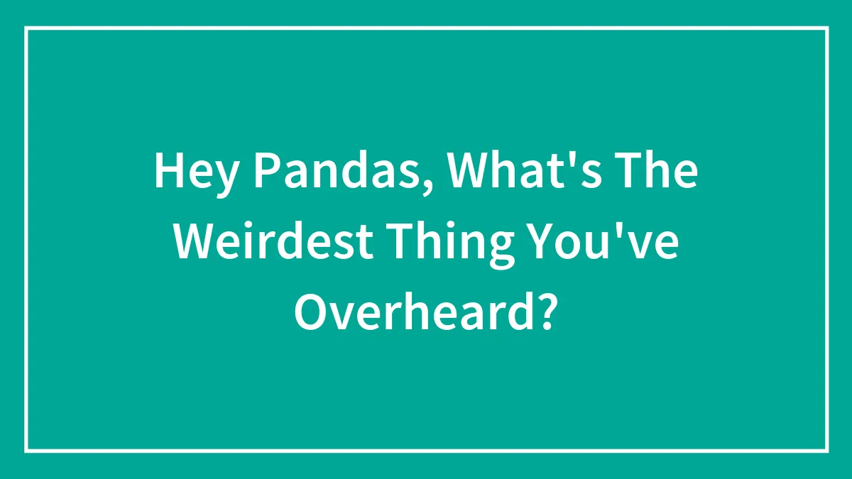 Hey Pandas, What's The Weirdest Thing You've Overheard? (Closed)