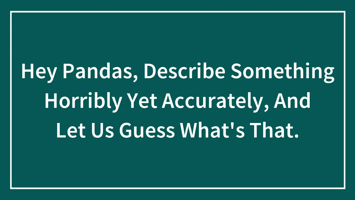 Hey Pandas, Describe Something Horribly Yet Accurately, And Let Us Guess What's That. (Closed)