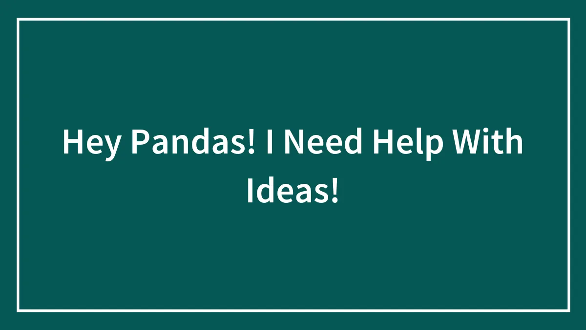 Hey Pandas! I Need Help With Ideas!
