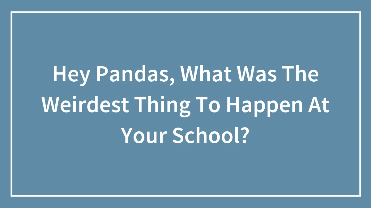 Hey Pandas, What Was The Weirdest Thing To Happen At Your School?