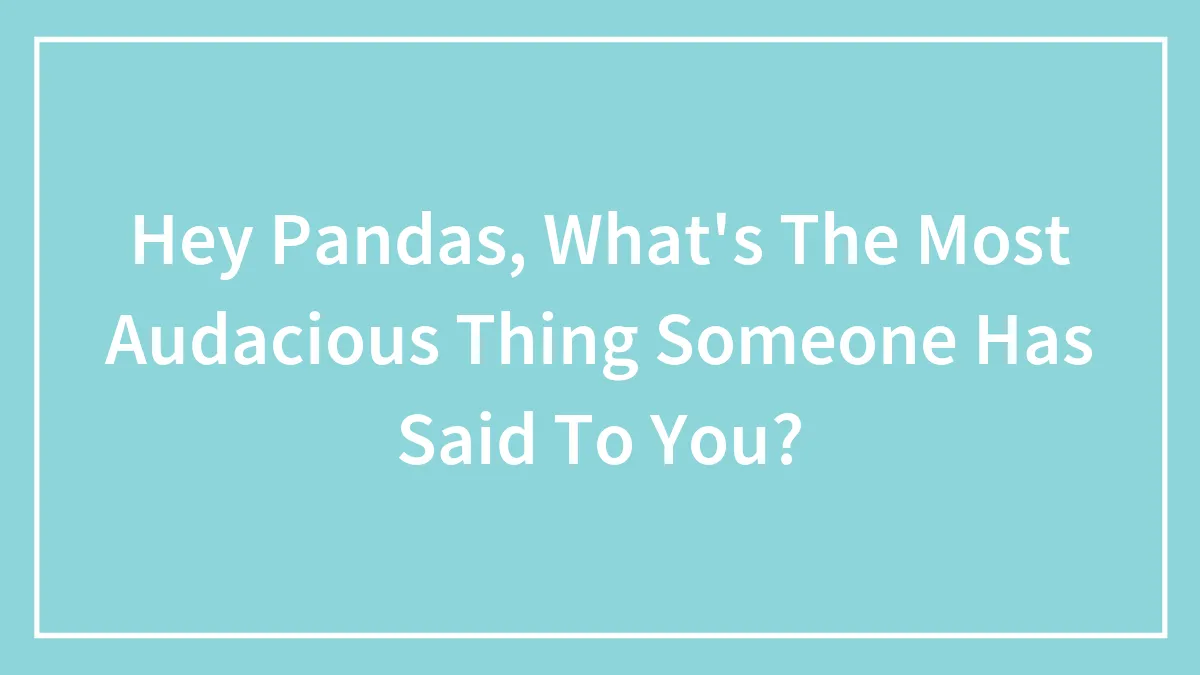 Hey Pandas, What's The Most Audacious Thing Someone Has Said To You? (Closed)